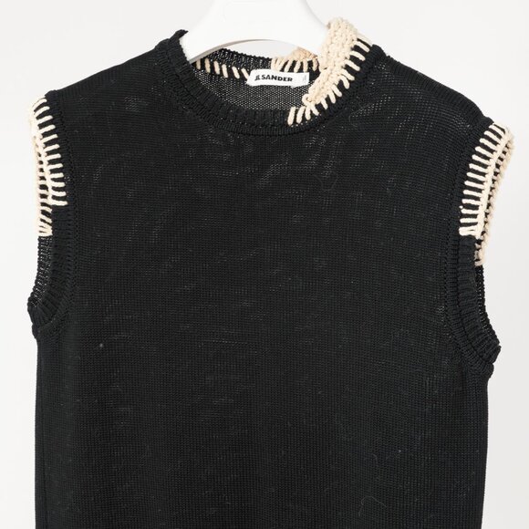 Jil Sander SS/18 Runway Black Cotton Stitch-Detail Knitted Vest - Picture 4 of 11